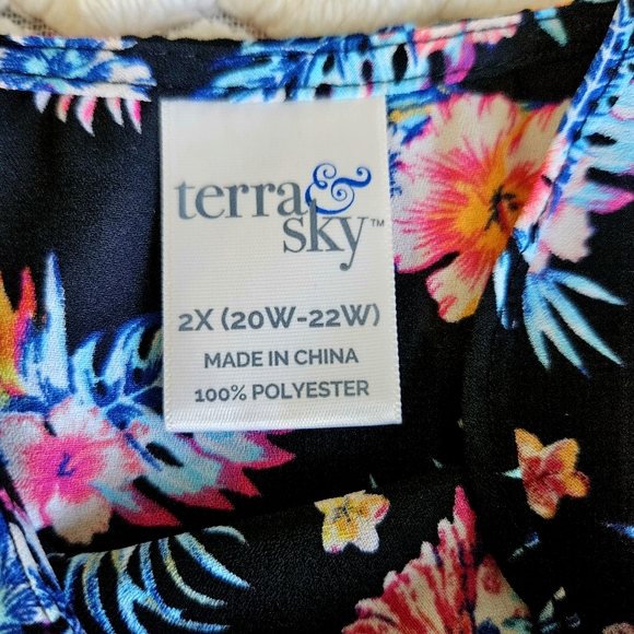 TERRA & SKY FLORAL BLOUSE WOMEN 2X EXCELLENT PRE-OWNED CONDITION - Picture 11 of 11